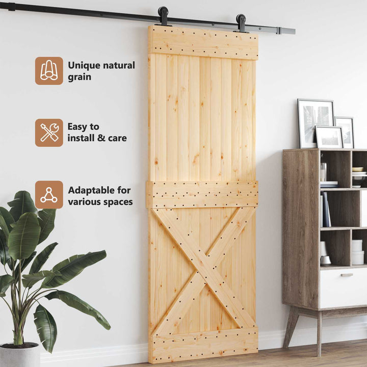 Dør NARVIK Naturfarvet 85 x 210 cm Massivt Fyrretræ