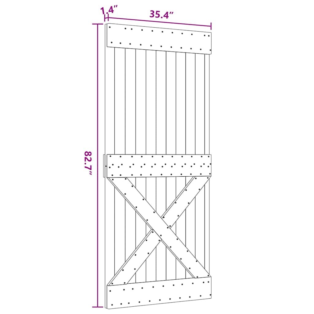 dør NARVIK 90x210 cm massivt fyrretræ