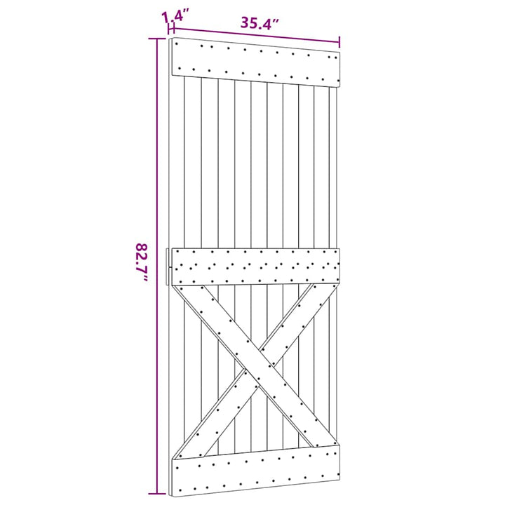 dør NARVIK 90x210 cm massivt fyrretræ