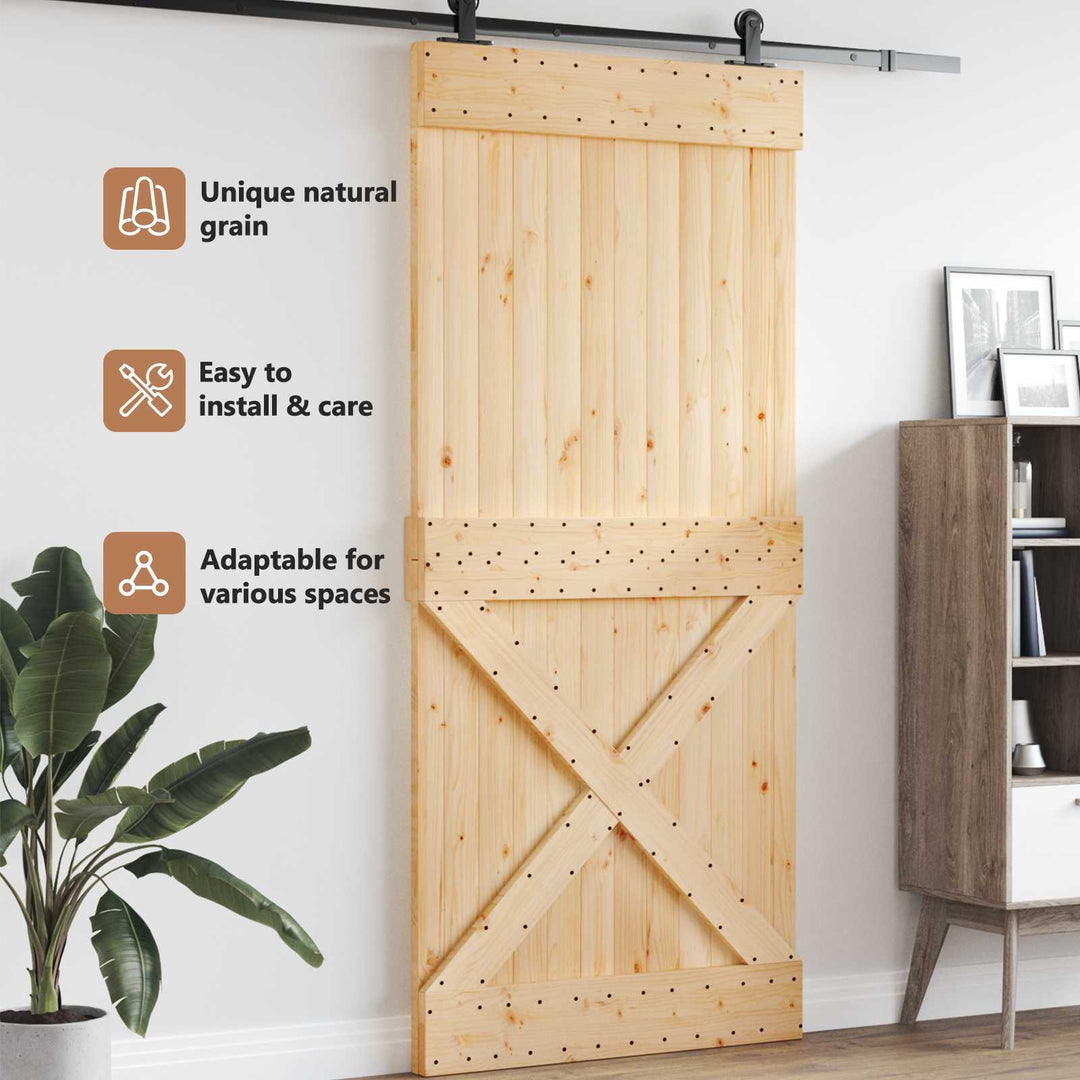 Dør NARVIK Naturfarvet 95 x 210 cm Massivt Fyrretræ