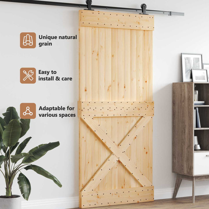 Dør NARVIK Naturfarvet 100 x 210 cm Massivt Fyrretræ