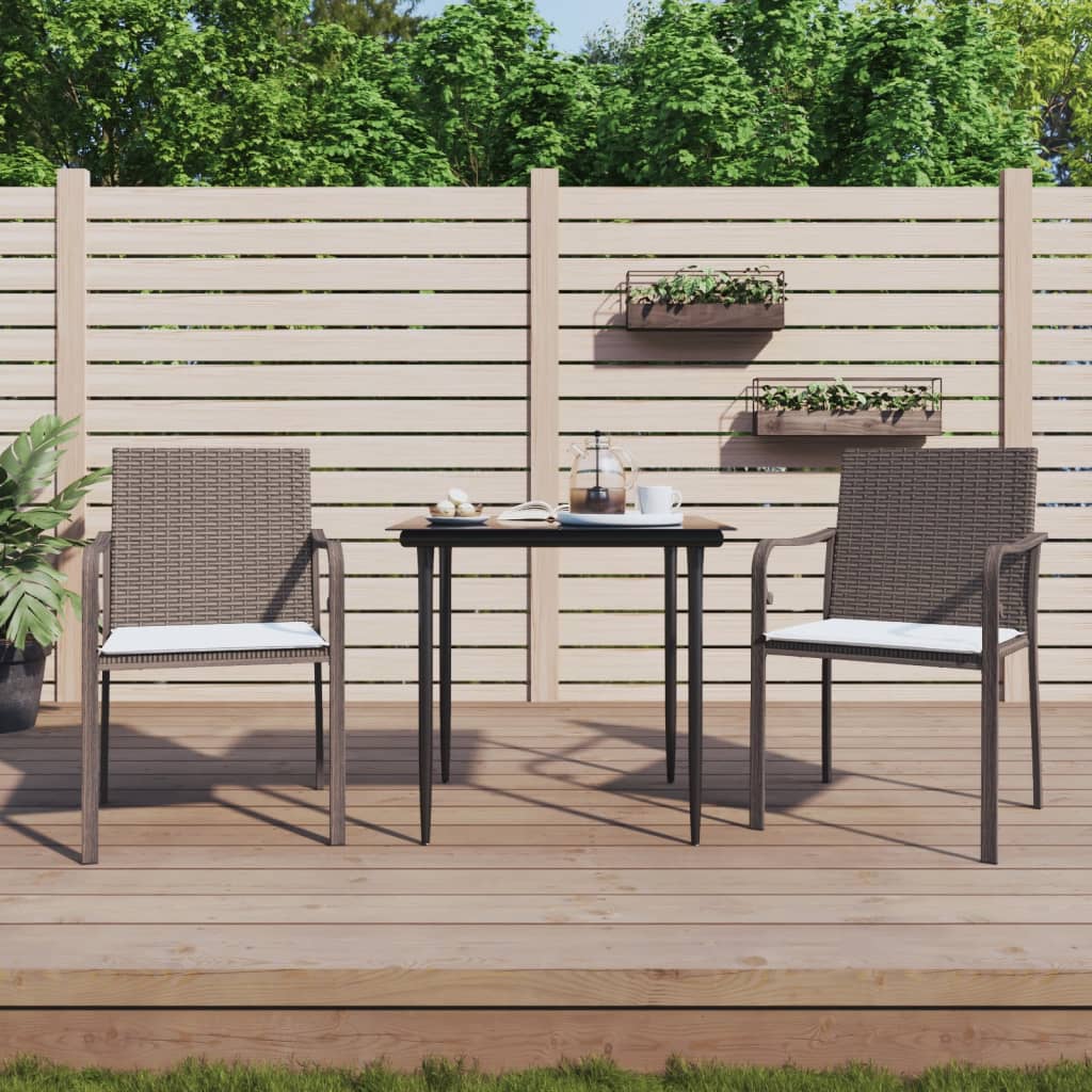 spisebordssæt til haven 3 dele med hynder polyrattan og stål