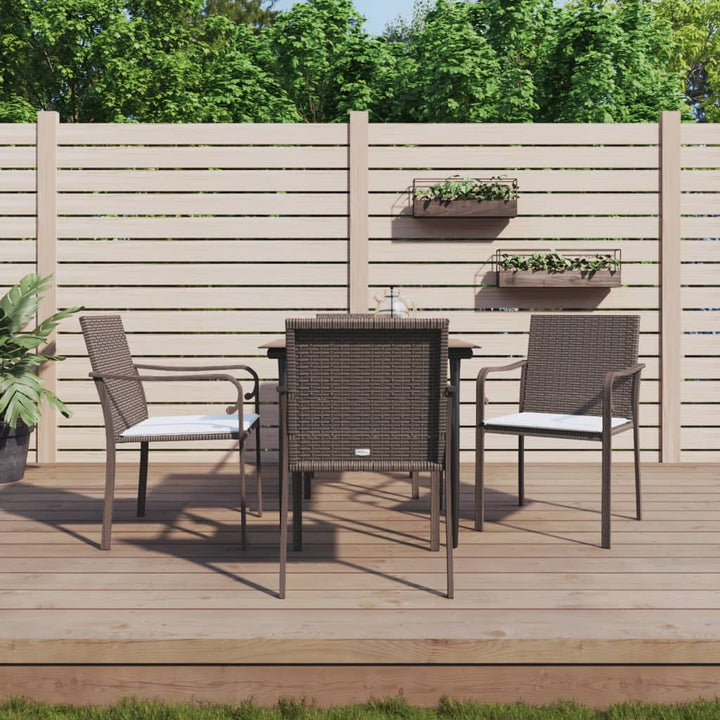 spisebordssæt til haven 5 dele med hynder polyrattan og stål
