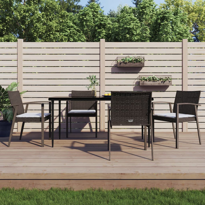 spisebordssæt til haven 5 dele med hynder polyrattan og stål