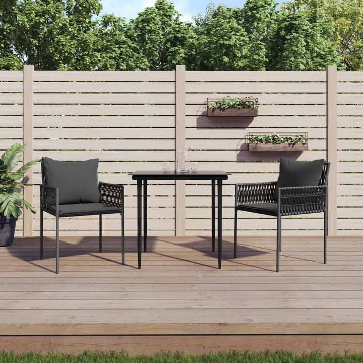 spisebordssæt til haven 3 dele med hynder polyrattan og stål