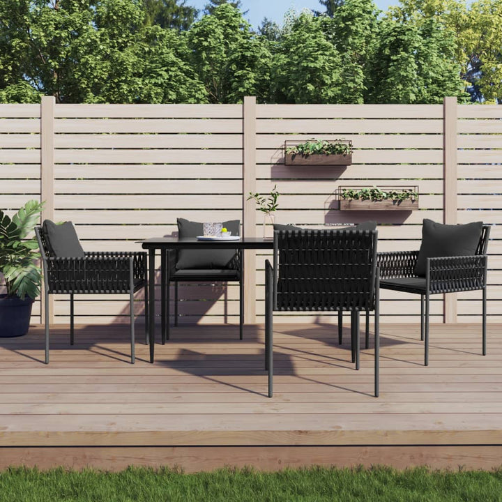 spisebordssæt til haven 5 dele med hynder polyrattan og stål