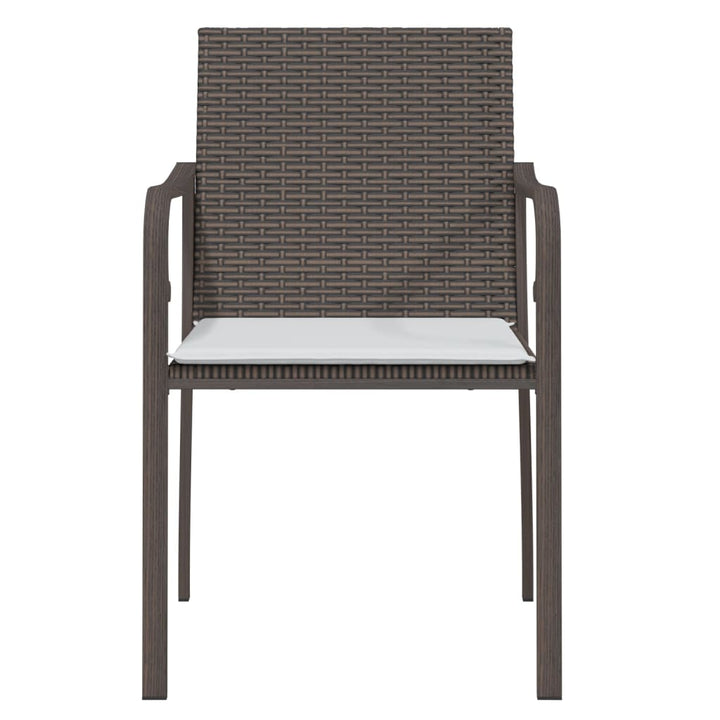 havestole med hynder 4 stk. 56x59x84 cm polyrattan brun