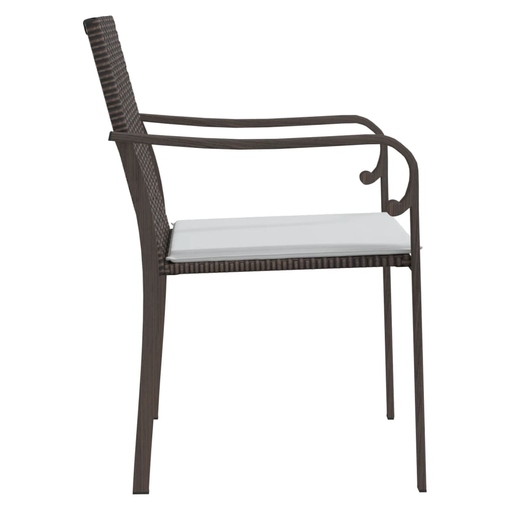 havestole med hynder 4 stk. 56x59x84 cm polyrattan brun