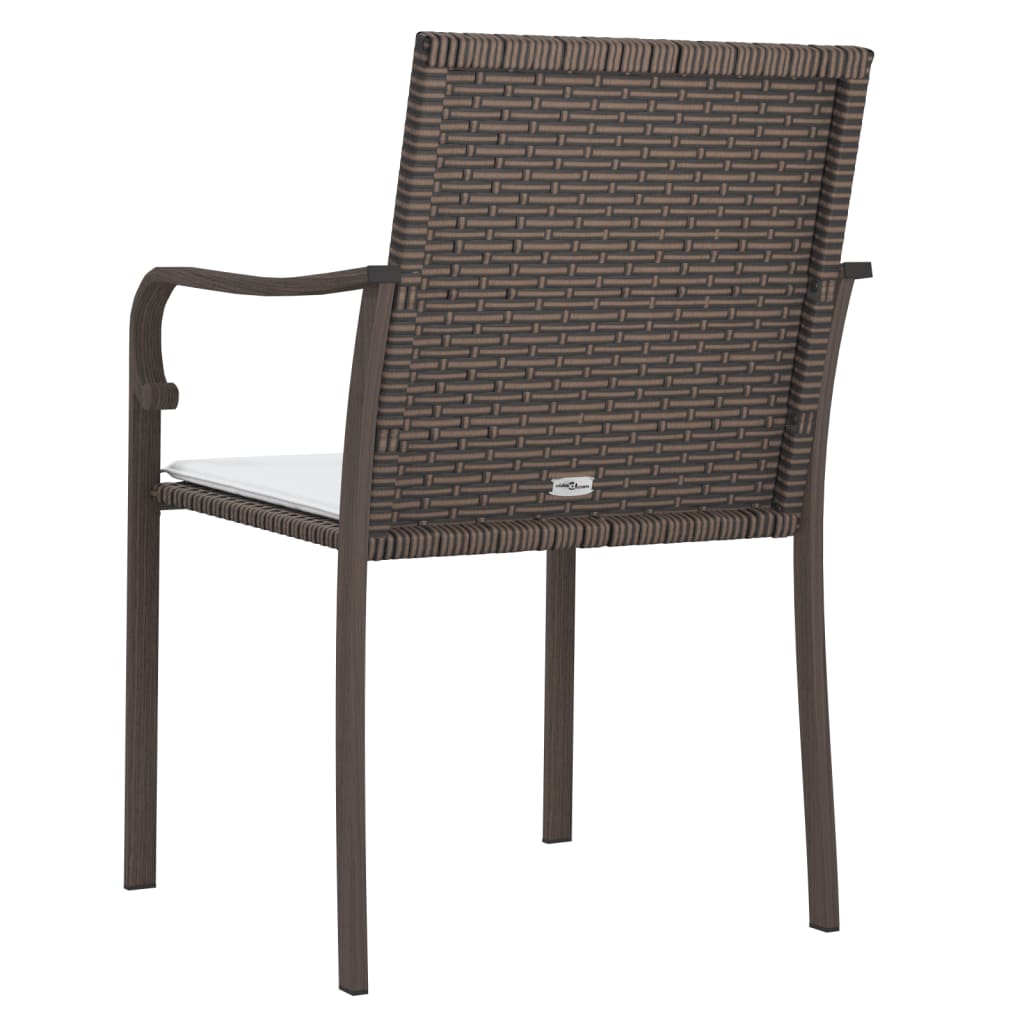 havestole med hynder 4 stk. 56x59x84 cm polyrattan brun