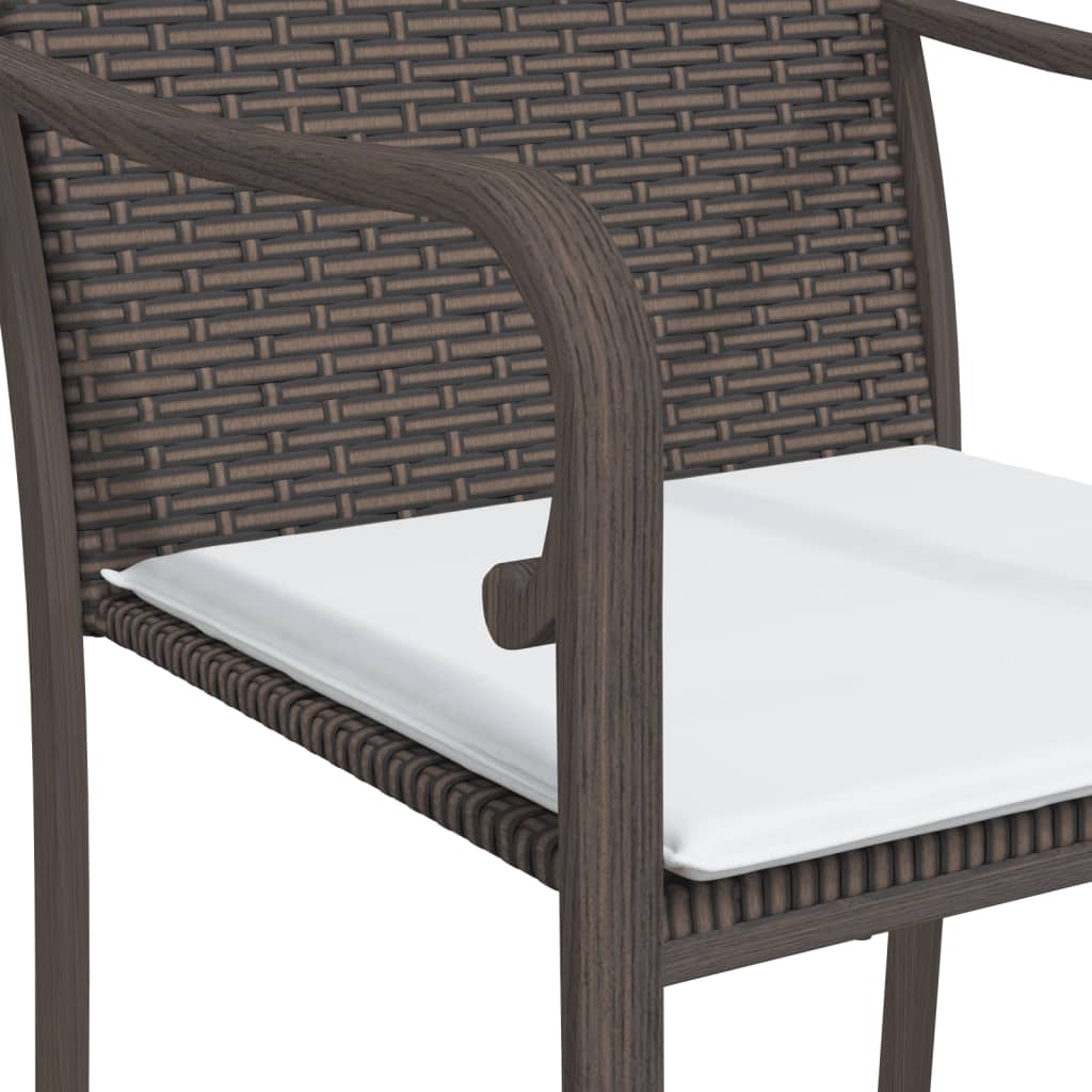 havestole med hynder 4 stk. 56x59x84 cm polyrattan brun