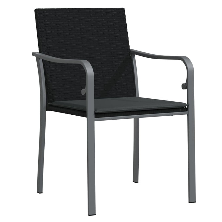 havestole med hynder 4 stk. 56x59x84 cm polyrattan sort
