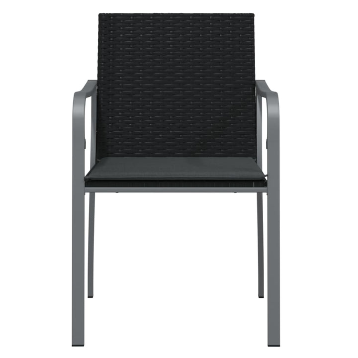 havestole med hynder 4 stk. 56x59x84 cm polyrattan sort