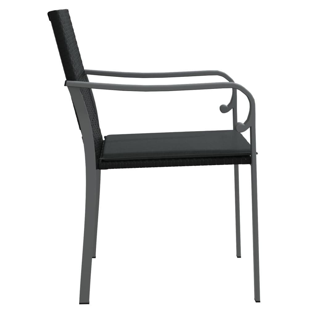 havestole med hynder 4 stk. 56x59x84 cm polyrattan sort