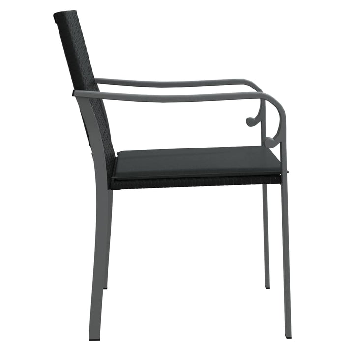 havestole med hynder 4 stk. 56x59x84 cm polyrattan sort