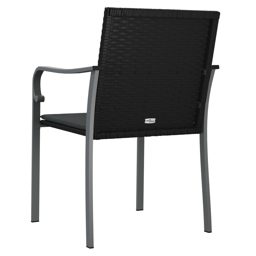 havestole med hynder 4 stk. 56x59x84 cm polyrattan sort