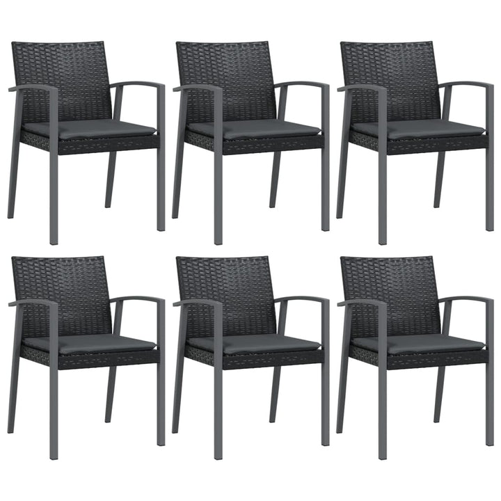 havestole med hynder 6 stk. 56,5x57x83 cm polyrattan sort