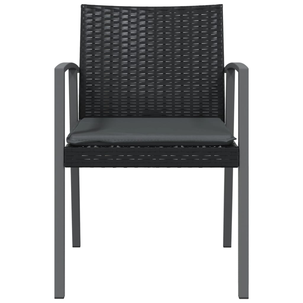 havestole med hynder 6 stk. 56,5x57x83 cm polyrattan sort