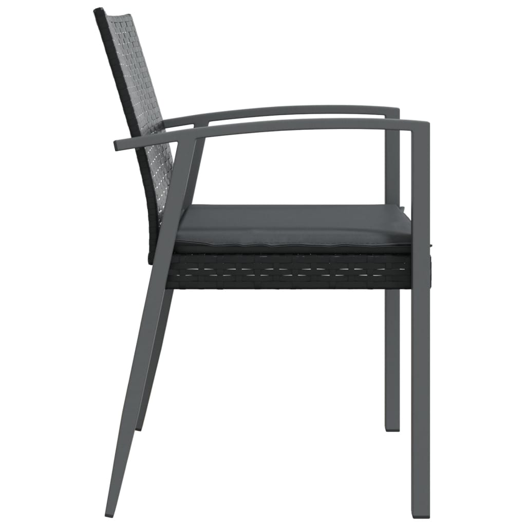 havestole med hynder 6 stk. 56,5x57x83 cm polyrattan sort