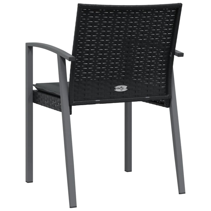 havestole med hynder 6 stk. 56,5x57x83 cm polyrattan sort