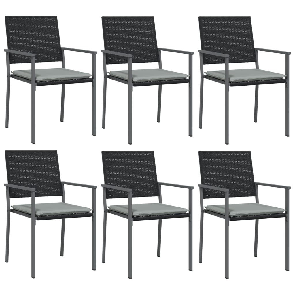 havestole med hynder 6 stk. 54x62,5x89 cm polyrattan sort
