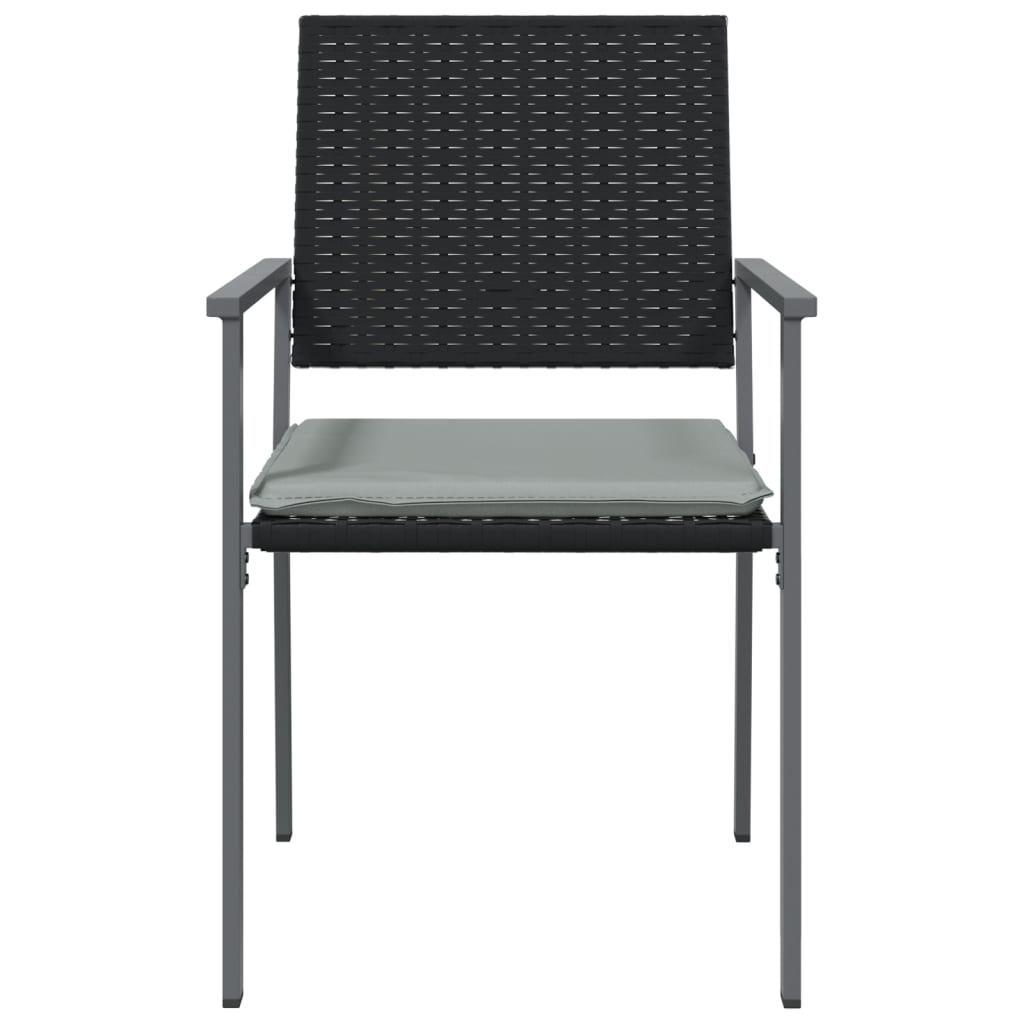 havestole med hynder 6 stk. 54x62,5x89 cm polyrattan sort
