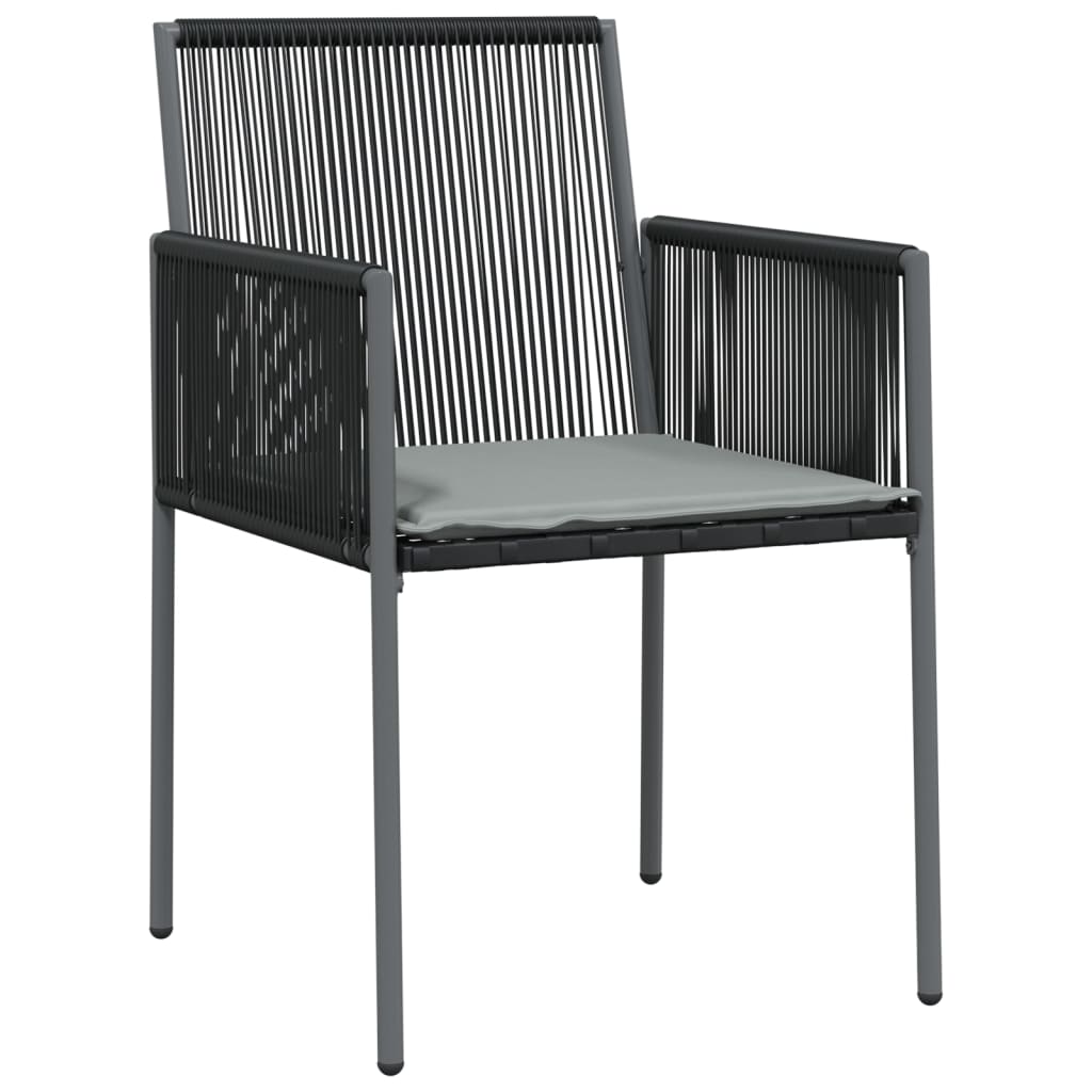 havestole med hynder 4 stk. 54x60,5x83,5 cm polyrattan sort