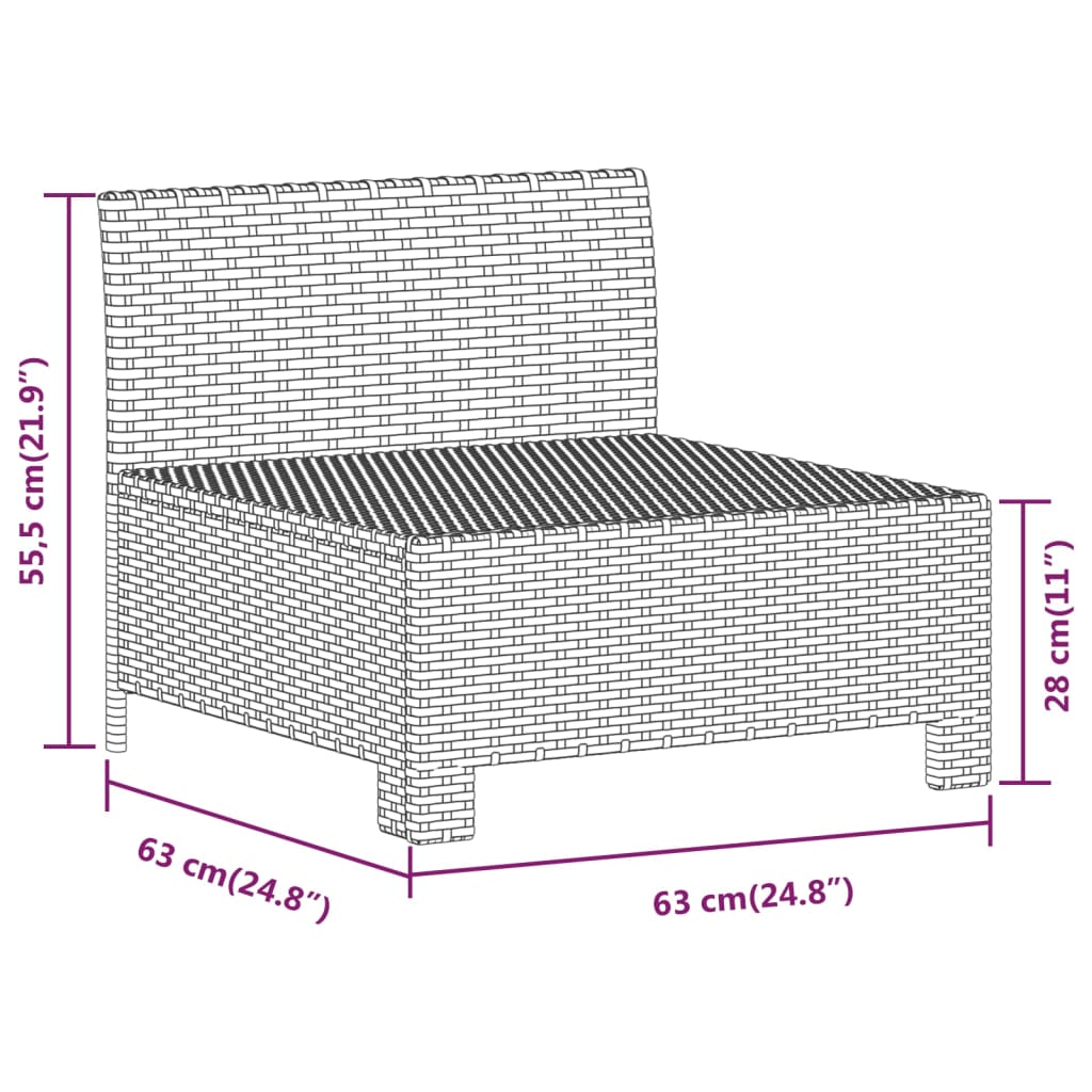 loungesæt til haven 3 dele med hynder polyrattan grå