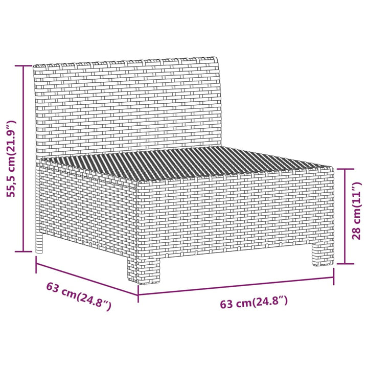loungesæt til haven 3 dele med hynder polyrattan grå