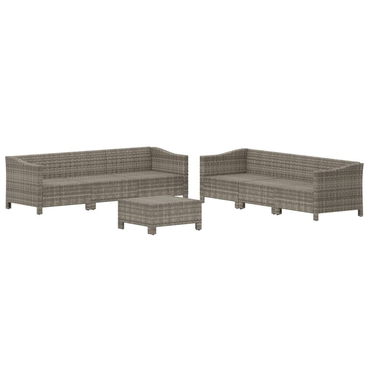 loungesæt til haven 7 dele med hynder polyrattan grå