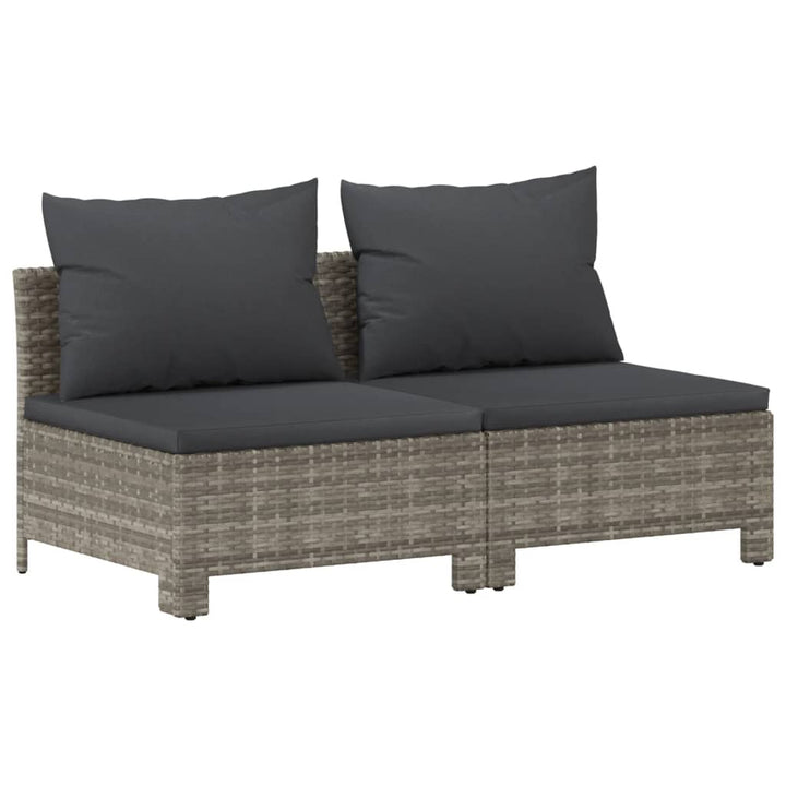 loungesæt til haven 7 dele med hynder polyrattan grå