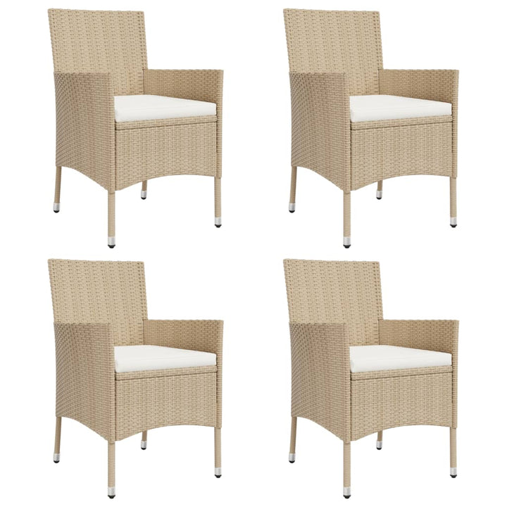 spisebordssæt til haven 5 dele med hynder polyrattan beige