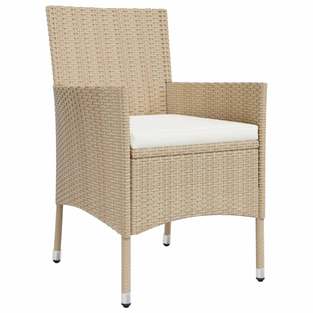 spisebordssæt til haven 5 dele med hynder polyrattan beige