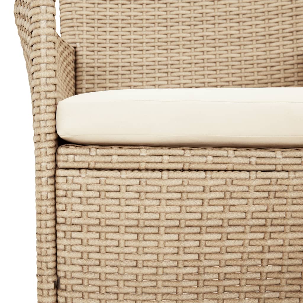 spisebordssæt til haven 5 dele med hynder polyrattan beige