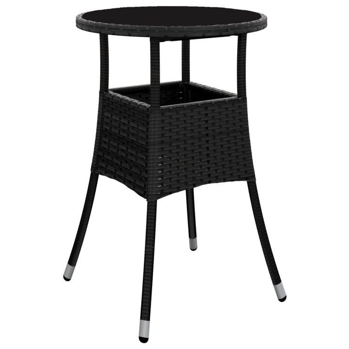 bistrosæt til haven 3 dele med hynder polyrattan sort
