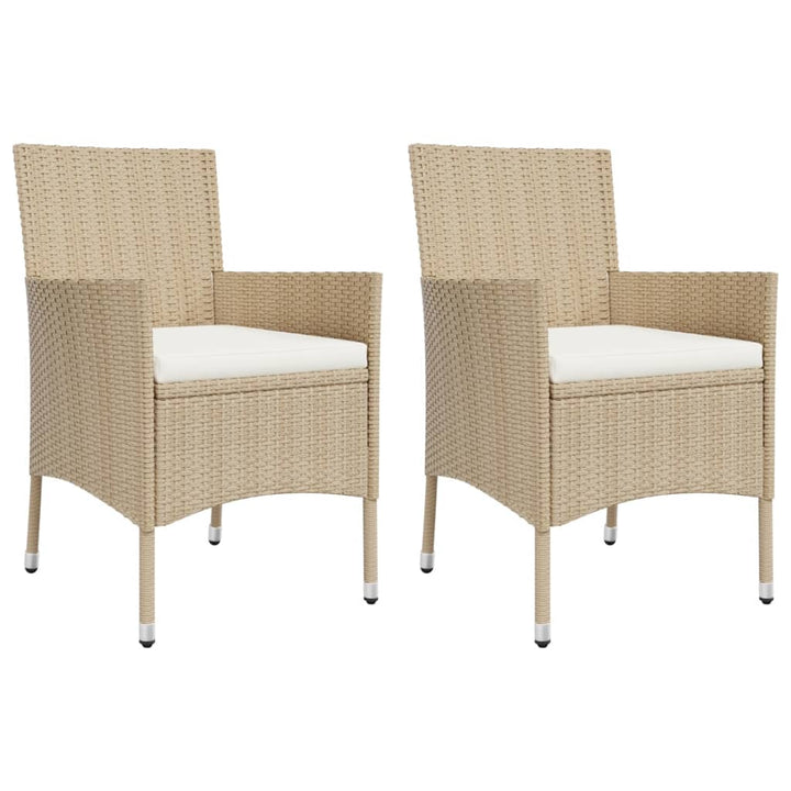 bistrosæt til haven 3 dele med hynder polyrattan beige