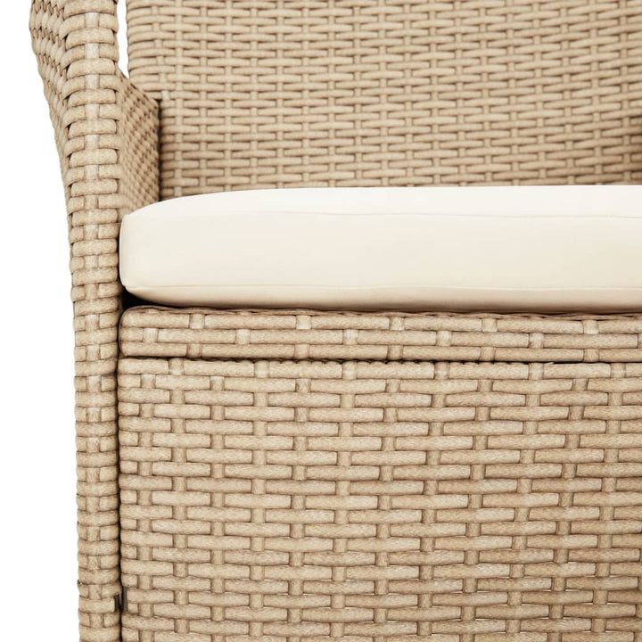 bistrosæt til haven 3 dele med hynder polyrattan beige