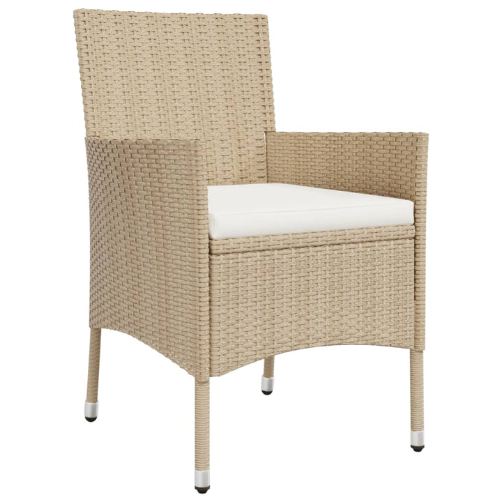 bistrosæt til haven 5 dele med hynder polyrattan beige