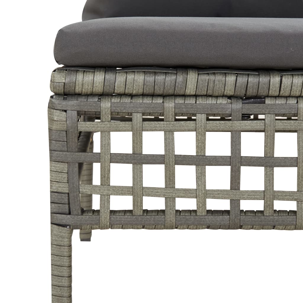 loungesæt til haven 3 dele med hynder polyrattan grå