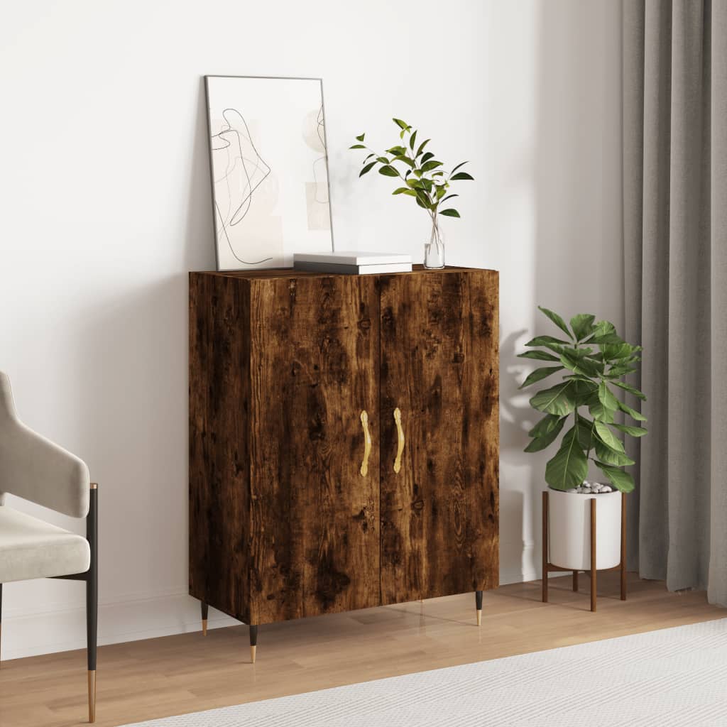 skænk 69,5x34x90 cm konstrueret træ røget egetræsfarve