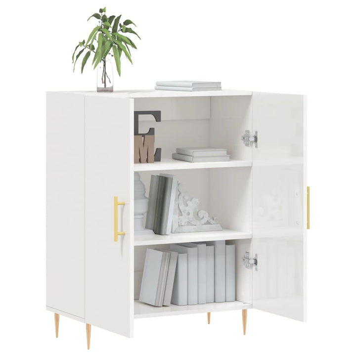 skænk 69,5x34x90 cm konstrueret træ hvid højglans