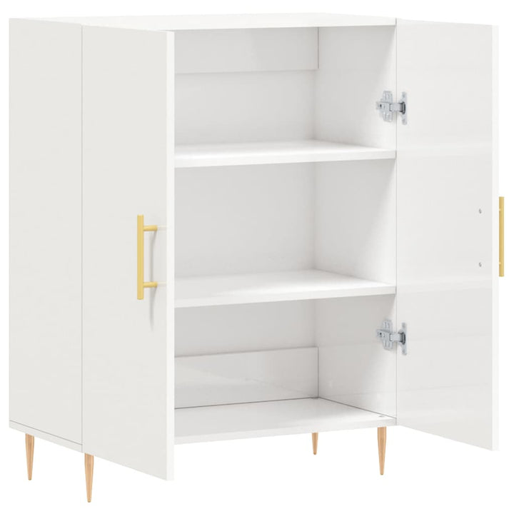 skænk 69,5x34x90 cm konstrueret træ hvid højglans