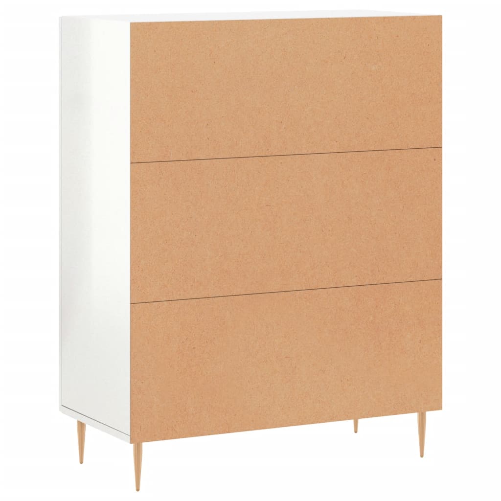 skænk 69,5x34x90 cm konstrueret træ hvid højglans