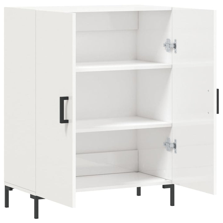 skænk 69,5x34x90 cm konstrueret træ hvid højglans