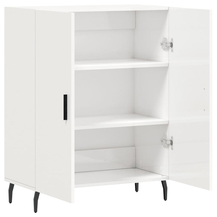 skænk 69,5x34x90 cm konstrueret træ hvid højglans