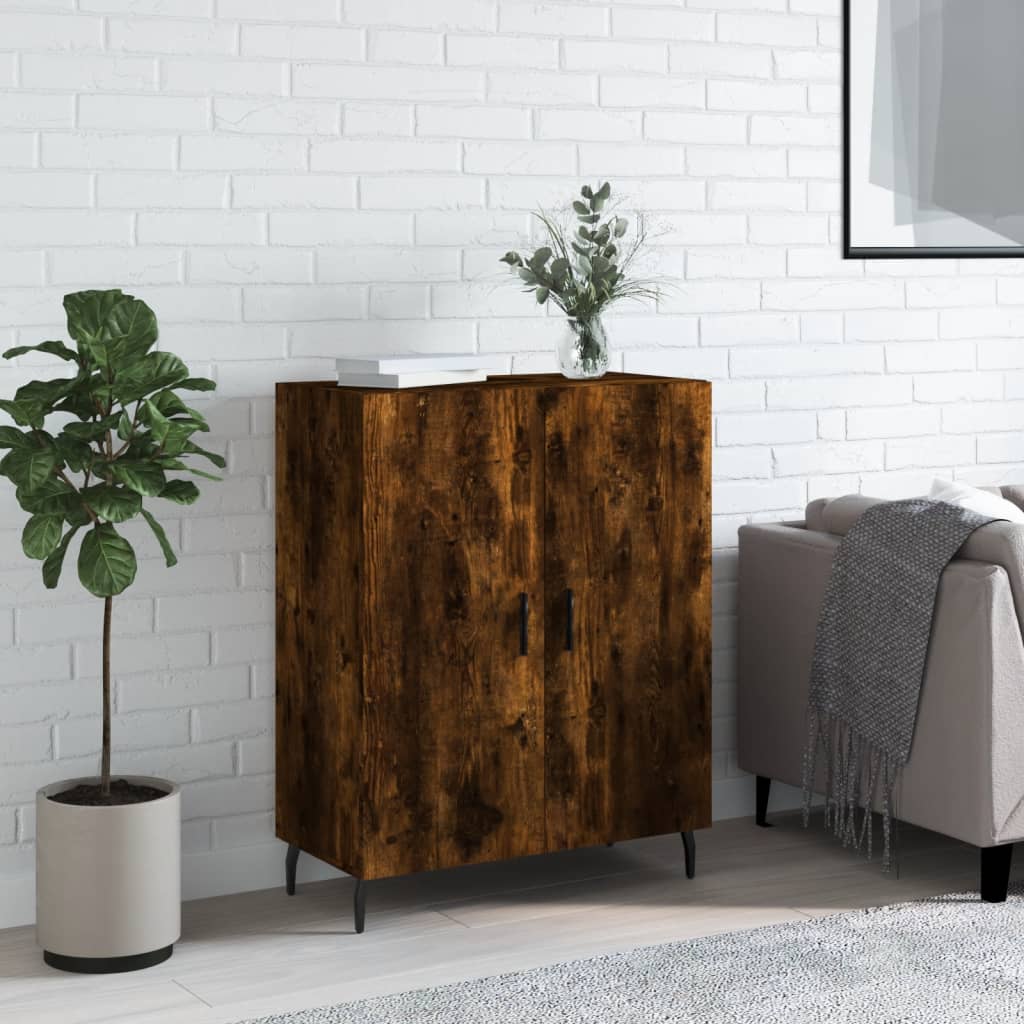 skænk 69,5x34x90 cm konstrueret træ røget egetræsfarve
