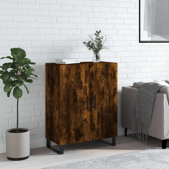 skænk 69,5x34x90 cm konstrueret træ røget egetræsfarve