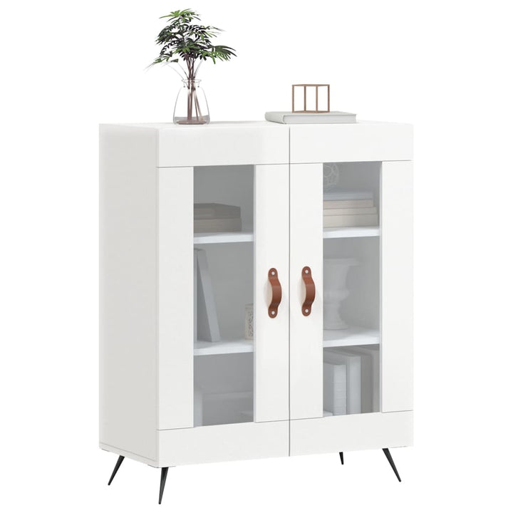 skænk 69,5x34x90 cm konstrueret træ hvid højglans