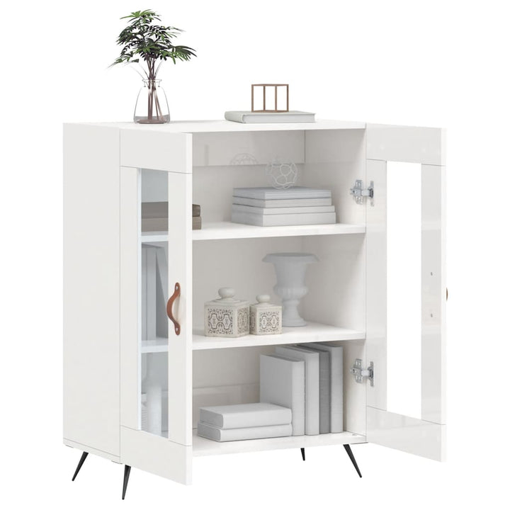 skænk 69,5x34x90 cm konstrueret træ hvid højglans