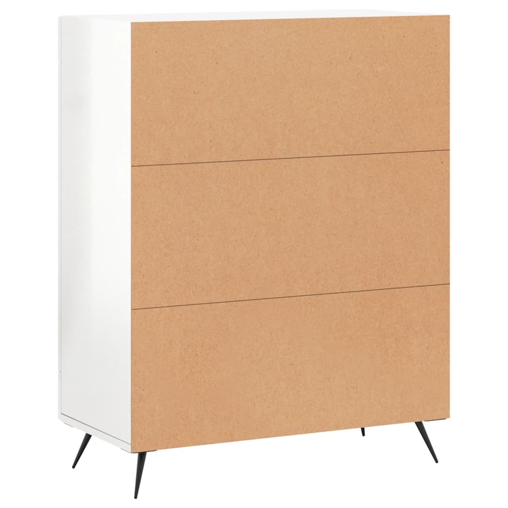 skænk 69,5x34x90 cm konstrueret træ hvid højglans