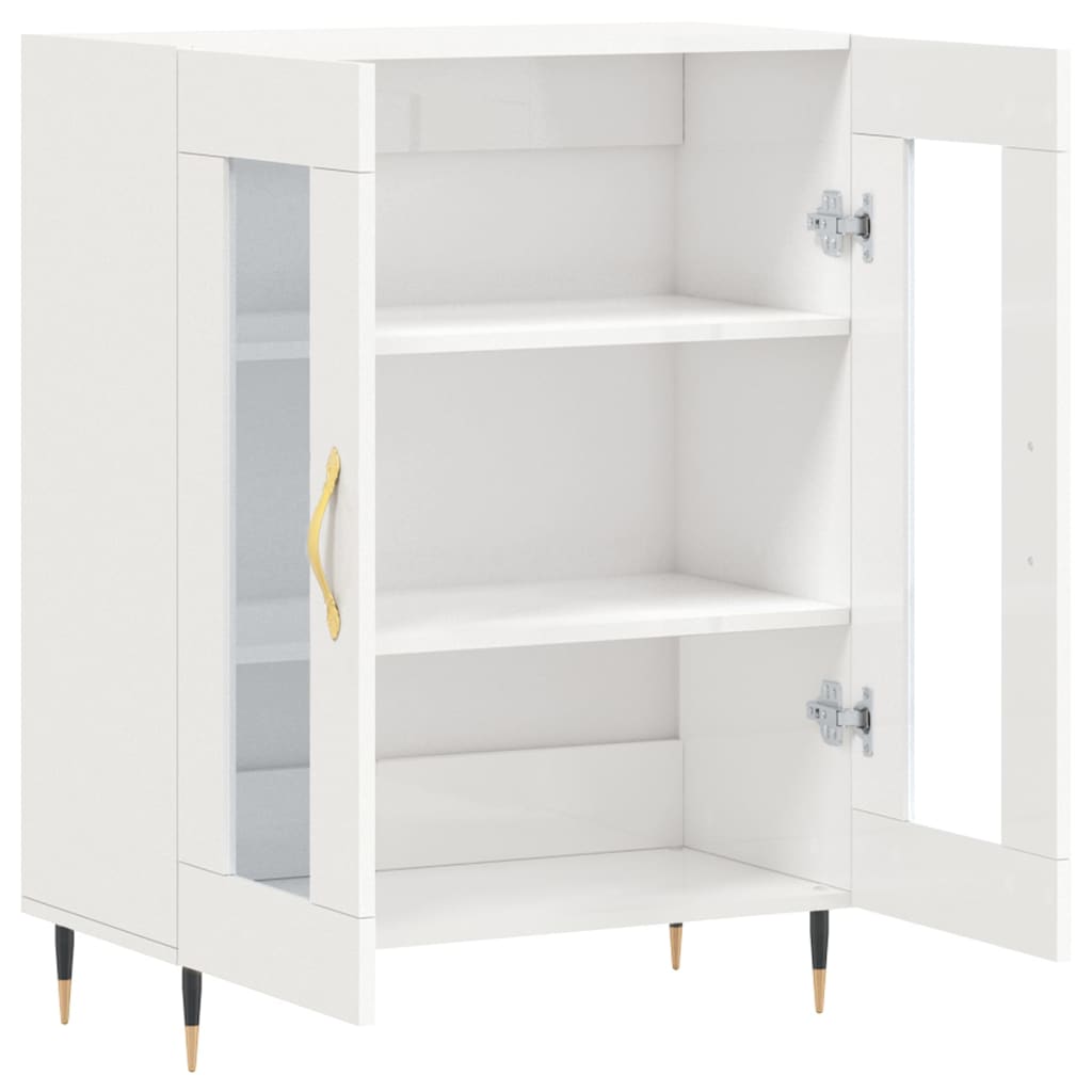skænk 69,5x34x90 cm konstrueret træ hvid højglans